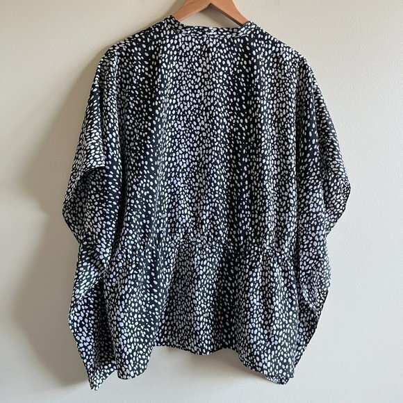 MICHAEL MICHAEL KORS BUTTON UP BELTED BLOUSE KIMONO WOMENS SIZE L SEMI SHEER - Picture 5 of 5